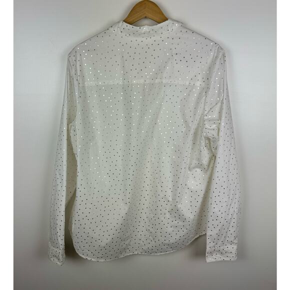 Boden Womens the Classic Shirt Button Up in White and‎ Silver Polka Dot Sz 16 - Picture 5 of 10
